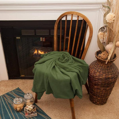 50x60 Throw Blankets, Ultra Soft Hypoallergenic Fleece Fall Throw Blanket for Livingroom, Couch, Chair, Bed, Olive Green