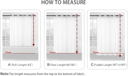 PI Short Sheer Curtains Grommet Panels,Light Voile Textured Sheer Curtain for Kitchen/Study Room 2 Panels (W52 X L45, Optical White)