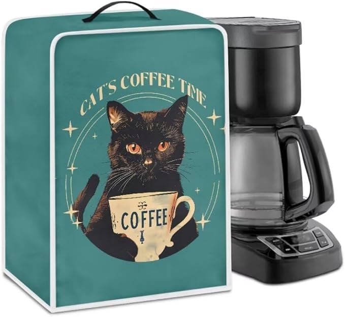 Mumeson Cat Coffee Cup Coffee Maker Cover, Stain & Dust Resistant, Home Kitchen Appliance, Washable, Fit Most Standard Blenders