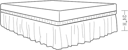MEILA Wrap Around Bed Skirt Three Fabric Sides Elastic Dust Ruffled 24 Inch Tailored Drop,Easy to Install Fade Resistant-White, Queen/King
