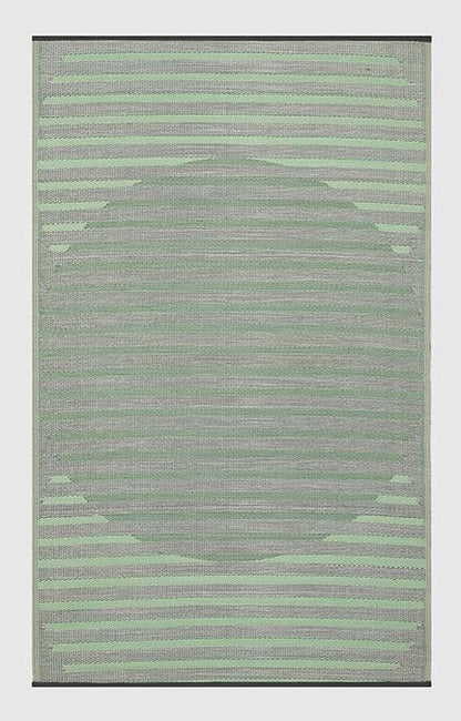 Fab Habitat Striped Outdoor Rug - Waterproof, Fade Resistant, Crease-Free, Reversible - Premium Recycled Plastic - Patio Porch Balcony Deck - Kyoto - Green - 8 x 10 ft