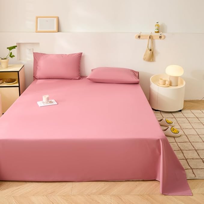 WenBags Lightweight Waterproof Flat Sheet 70 * 90 Inches Queen Size-Mattress Protector for Bed & Couch, Pet Hair Resistant Cover Ideal for Dogs & Cats, Perfect for Hotels & Hospitals (Pink)