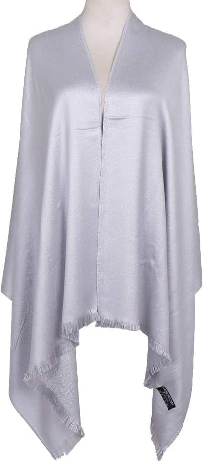 LMVERNA Women's Sparkling Metallic Soft Pashmina Shawls and Wraps Scarf in Solid Colors