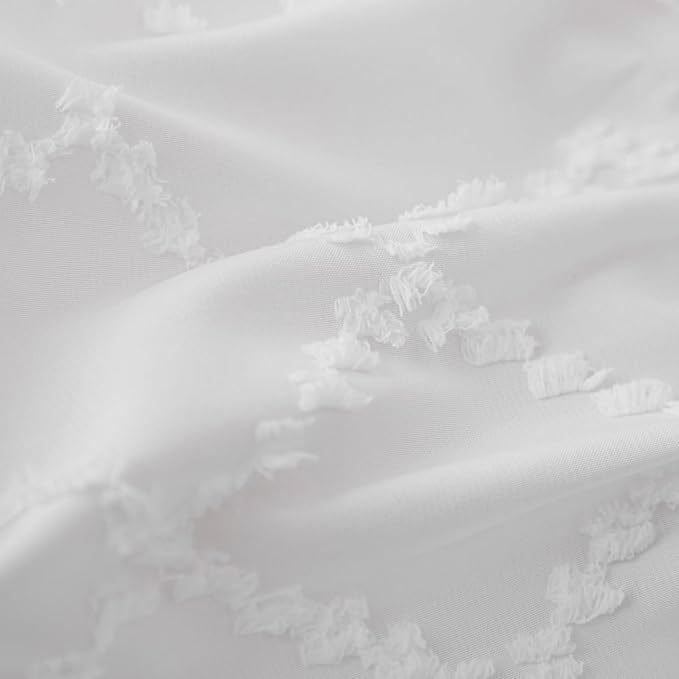 Bed Skirt King Size Ruffled Bed Skirt with Split Corners, 16 Inch Drop Dust Ruffle Bed Skirts with Platform, Boho Tufted Shabby Chic Full Size Bed Skirts, White
