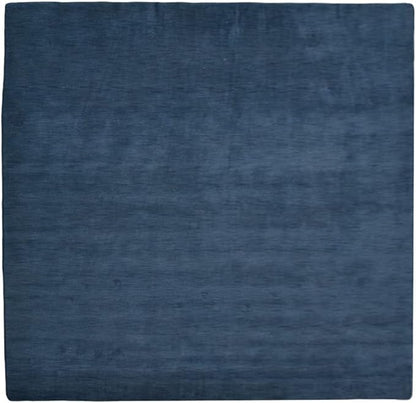 Hand Knotted Loom Wool ECO-Friendly Area Rugs - 10'x10', Square, Blue Color, Solid Plain Design, High Pile Thick Handmade Anti Skid Area Rugs for Living Room, Bed Room (L00111)