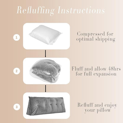 Dorm Headboard Pillows Twin XL Wedge Headboard Pillow Long Backrest Positioning Support for Daybed Reading Backrest Pillow with Side Pockets College Dorm Headboard