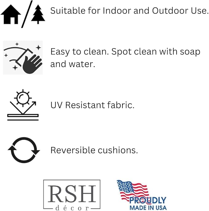 RSH Decor: Tufted U-Shape Wicker Seat Cushions Set of 2 | 19” x 19” | All-Weather Spun Fabric | Water-Resistant | Outdoor Chair Cushions for Patio Furniture | Daelyn Cherry - Made in USA