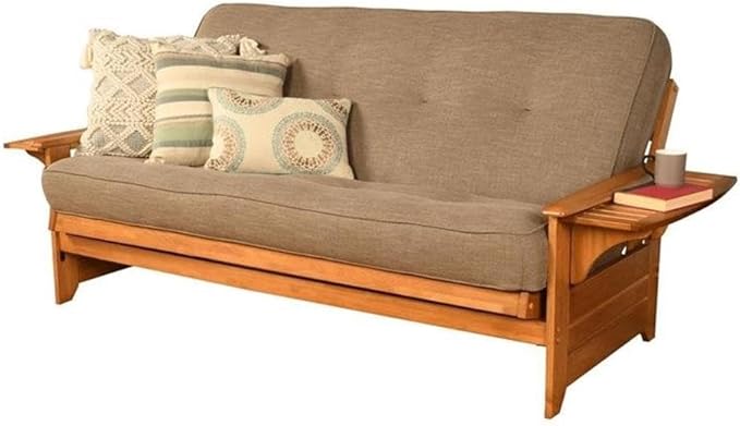 BOWERY HILL Full-Size Linen Fabric Futon in Stone Gray-Frame Not Included