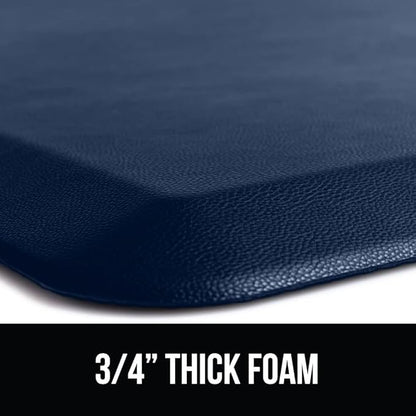 GORILLA GRIP Comfortable Cushioned Kitchen Mats for Floor, 58x20, Waterproof and Stain Resistant Soft Top, 3/4 Inch Thick Ergonomic Standing Desk Anti Fatigue Mat, Foam Supports Ankles and Feet, Navy