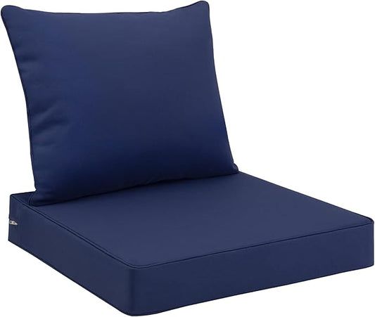 Favoyard Outdoor Seat Cushion Set 24 x 24 Inch Waterproof & Fade Resistant Patio Furniture Cushions with Removable Cover, Handle and Adjustable Straps for Chair Sofa Couch
