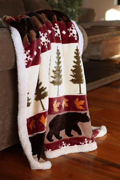 CARSTENS, INC. Ultra Premium Super Soft Plush Sherpa Fleece Oversized Throw Blanket 54" x 68", Tall Pine