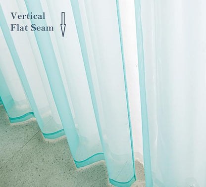 PI Teal Sheer Short Curtains 63 Inches Long with Ring Top,See Through Sheer Voile Window Treatment for Study Room/Kitchen 2 Panels (W42 X L63, Lake Blue)