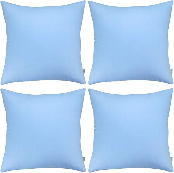 Thmyo 4-Pack 100% Cotton Comfortable Solid Decorative Throw Pillow Case, Square Cushion Cover Pillowcase Sublimation Blank Pillow Covers DIY Throw Pillowcase for Sofa(20x20 inch/ 50x50cm,Sky Blue)