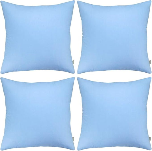 Thmyo 4-Pack 100% Cotton Comfortable Solid Decorative Throw Pillow Case, Square Cushion Cover Pillowcase Sublimation Blank Pillow Covers DIY Throw Pillowcase for Sofa(20x20 inch/ 50x50cm,Sky Blue)