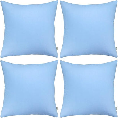 Thmyo 4-Pack 100% Cotton Comfortable Solid Decorative Throw Pillow Case, Square Cushion Cover Pillowcase Sublimation Blank Pillow Covers DIY Throw Pillowcase for Couch(18x18 inch/ 45x45cm,Sky Blue)