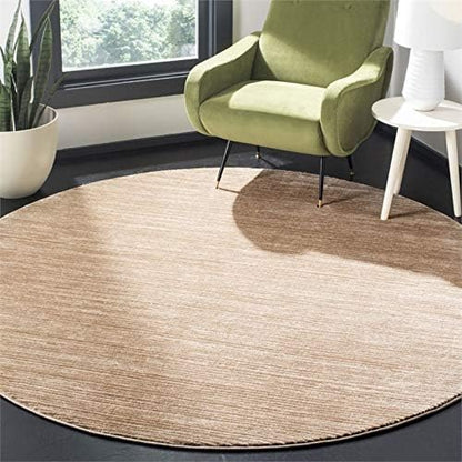 SAFAVIEH Vision Collection Area Rug - 6'7" Round, Light Brown, Modern Ombre Design, Non-Shedding & Easy to Clean, Ideal for Living Room, Bedroom, Dining Space (VSN606C)