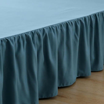 Twin Size Bed Skirt Ruffled Bed Skirts with Split Corners, 18 Inch Drop Dust Ruffle Bed Skirt with Platform, Teal Blue, Twin - 18" Drop