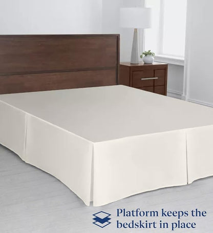 SKY BEDDINGS Luxury Pleated Twin Bed Skirt with Split Corners - 12 Inch Tailored Drop - Pleated Dust Ruffle - Wrinkle-Free 100% Microfiber - Easy Fit, Soft & Durable - Ivory