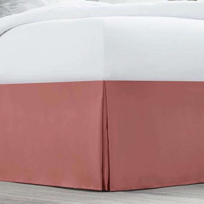 Nestl Pink Clay Bed Skirt Cal King Size - Cal King Bed Skirt 14 Inch Drop - Brushed Microfiber Bed Skirts - Hotel Quality Pleated Bed Skirt - Shrinkage & Fade Resistant