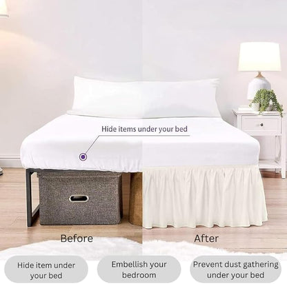 Ruffle Bed Skirt with Split Corners, Microfiber Dust Ruffled for a Perfectly Tailored Bedding Ensemble, Wrinkle and Fade Free, Easy Fit, Twin Size 18 Inch Drop, Ivory