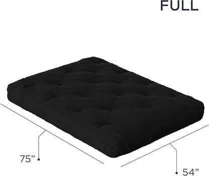 Royal Sleep Products by The Futon Factory 6 inch Memory Foam Futon Mattress - Solid Black Cover - Full Size - CertiPUR Certified Foams - Made in USA - (Frame not Included)