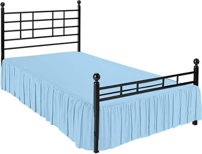 Ruffle Bed Skirt with Split Corners, Microfiber Dust Ruffled for a Perfectly Tailored Bedding Ensemble, Wrinkle and Fade Free, Easy Fit, Queen Size 18 Inch Drop, Light Blue