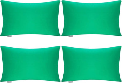 4-Pack 100% Cotton Lumbar Comfortable Solid Decorative Throw Pillow Case,Thmyo Rectangle Cushion Cover Pillowcase Sublimation Blank Pillow Covers DIY Throw Pillowcase(12x20inch/30x50cm, Bright Green)