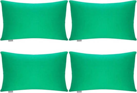 4-Pack 100% Cotton Lumbar Comfortable Solid Decorative Throw Pillow Case,Thmyo Rectangle Cushion Cover Pillowcase Sublimation Blank Pillow Covers DIY Throw Pillowcase(12x20inch/30x50cm, Bright Green)