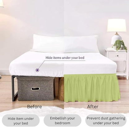 Ruffle Bed Skirt with Split Corners, Microfiber Dust Ruffled for a Perfectly Tailored Bedding Ensemble, Wrinkle and Fade Free, Easy Fit, King Size 18 Inch Drop, Sage