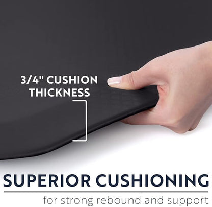 KANGAROO Thick Ergonomic Anti Fatigue Mats for Kitchen Floor, 70x24 Runner, Cushioned Standing Office Desk Mat, Waterproof Scratch Resistant Topside, Supportive All Day Comfort Padded Foam Rugs, Black