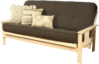 BOWERY HILL Full Linen Fabric Futon in Charcoal Gray-Frame Not Included