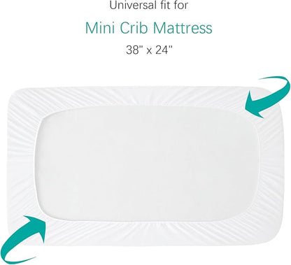 Mini Crib Mattress Protector Sheets Fitted Waterproof Mini Crib Mattress Protector Pad Cover White 2 Pack Quilted 38" x 24"