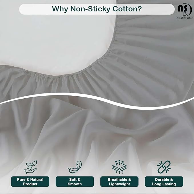 NON Sticky cotton Twin Size Sleeper Sofa Sheets, 4 Piece Egyptian Cotton Bed Sheet Set for Sofa Bed, 7" Deep Pocket for Pull Out Couch Mattress, 39" x 75", Light Grey Solid, Soft & Breathable