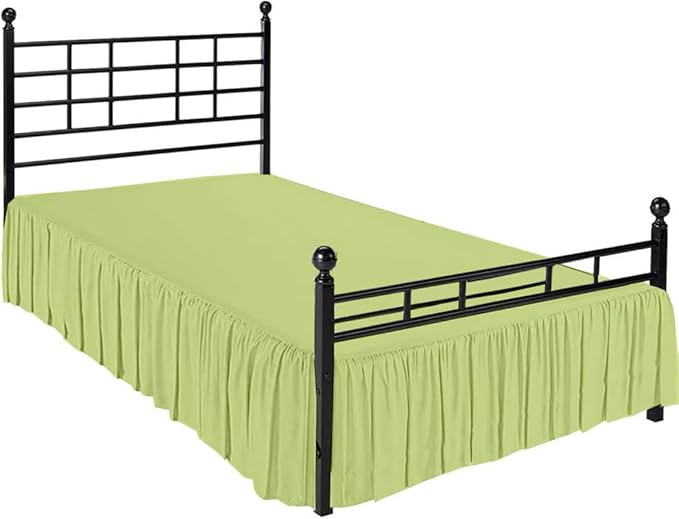 Ruffle Bed Skirt with Split Corners, Microfiber Dust Ruffled for a Perfectly Tailored Bedding Ensemble, Wrinkle and Fade Free, Easy Fit, Full Size 15 Inch Drop, Sage