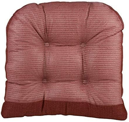 Klear Vu Gripper Overstuffed Universal Non-Slip Dining Chair Cushions for Kitchen Decor or Office Use, U-Shaped Skid-Proof Seat Pad, 17x17 Inches, 2 Count (Pack of 1), Solid Flame
