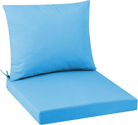 Outdoor Seat Cushion Set 22 x 22 In, Water-Resistant & Fade-Resistan, Patio Furniture Cushions with Removable Cover Deep Seat & Back Cushion with Handle and Adjustable Straps for Chair Sofa,1PC