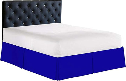 Bed Skirt - 100% Cotton 800 Thread Count Box Pleated Bed Skirt - Luxury Pleated Dust Ruffle, Hotel Quality Modern Bed Skirt, Easy Fit with 12 Inch Tailored Drop, Full, Royal Blue