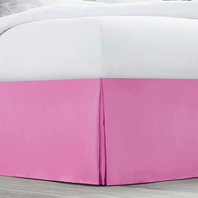 Nestl Light Pink Full XL Bed Skirt - Full XL Size Bed Skirt 14 Inch Drop - Brushed Microfiber Bed Skirts - Hotel Quality Pleated Bed Skirt - Shrinkage & Fade Resistant
