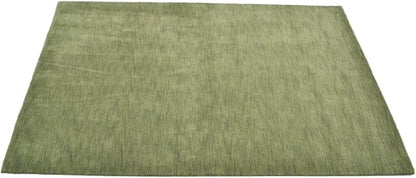 Hand Knotted Loom Wool ECO-Friendly Area Rugs - 10'x10', Square, Green Color, Solid Plain Design, High Pile Thick Handmade Anti Skid Area Rugs for Living Room, Bed Room (L00111)