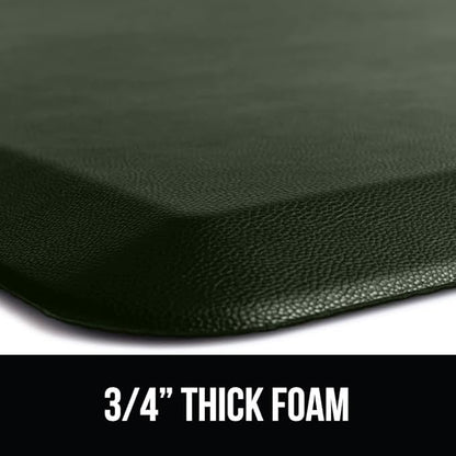 GORILLA GRIP Comfortable Cushioned Kitchen Mats for Floor, 48x20, Waterproof and Stain Resistant Soft Top, 3/4 Inch Thick Ergonomic Standing Desk Anti Fatigue Mat, Foam Supports Feet, Hunter Green