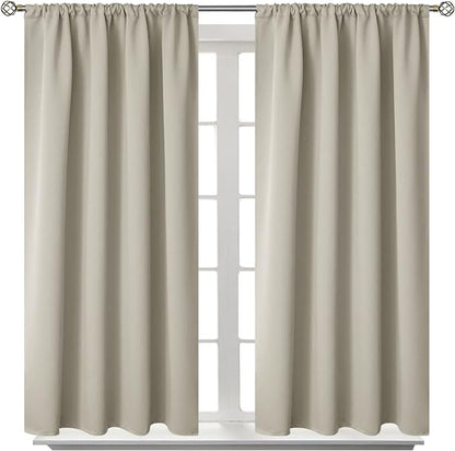 BGment Rod Pocket Blackout Curtains for Bedroom - Thermal Insulated Room Darkening Curtain for Living Room, Light Camel, 42 x 45 Inch, 2 Panels