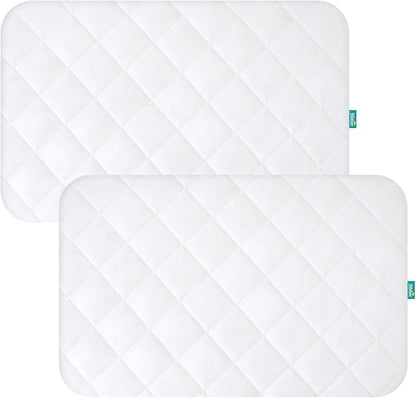 Pack and Play Sheets Fitted 2 Pack Waterproof Pack and Play Mattress Protector Pad Cover Quilted Compatible with Graco Pack n Play & Dream On Me & Pamo Babe, Playpen/Playard 39" x 27" White