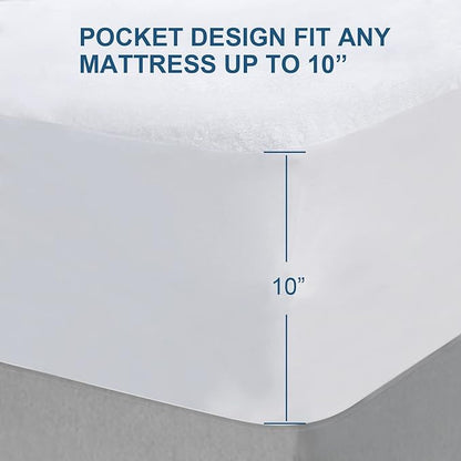 Cot Size Mattress Protector Waterproof,Smooth Top Mattress Protector for Kids,Breathable Skin Friendly and Noiseless Fitted Sheet,Viscose Terry Mattress Cover