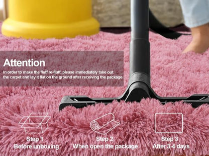 9x12 Ultra Soft Shag Area Rug for Living Room and Bedroom - Plush Modern Floor Carpet for Home Decor, Blush