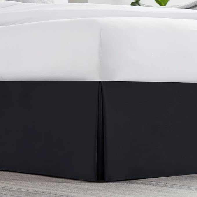 Nestl Black Twin XL Bed Skirt - Twin XL Size Bed Skirt 14 Inch Drop - Brushed Microfiber Bed Skirts - Hotel Quality Pleated Bed Skirt - Shrinkage & Fade Resistant