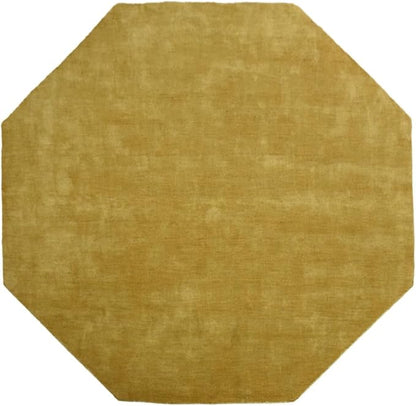 Hand Knotted Loom Wool ECO-Friendly Area Rugs - 10'x10', Octagon, Orange Color, Solid Plain Design, High Pile Handmade Anti Skid Area Rugs for Living Room, Bed Room (L00111)