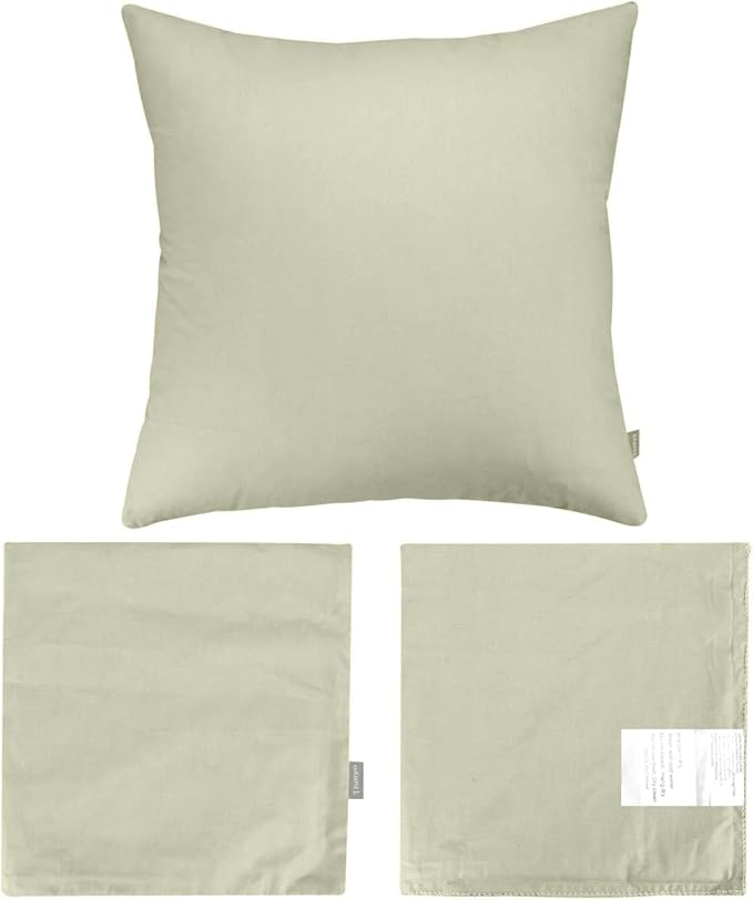 4-Pack 100% Cotton Comfortable Solid Decorative Throw Pillow Case,Thmyo Square Cushion Cover Pillowcase Sublimation Blank Pillow Covers DIY Throw Pillowcase for Sofa Bedroom(16x16 inch/ 40x40cm,Beige)