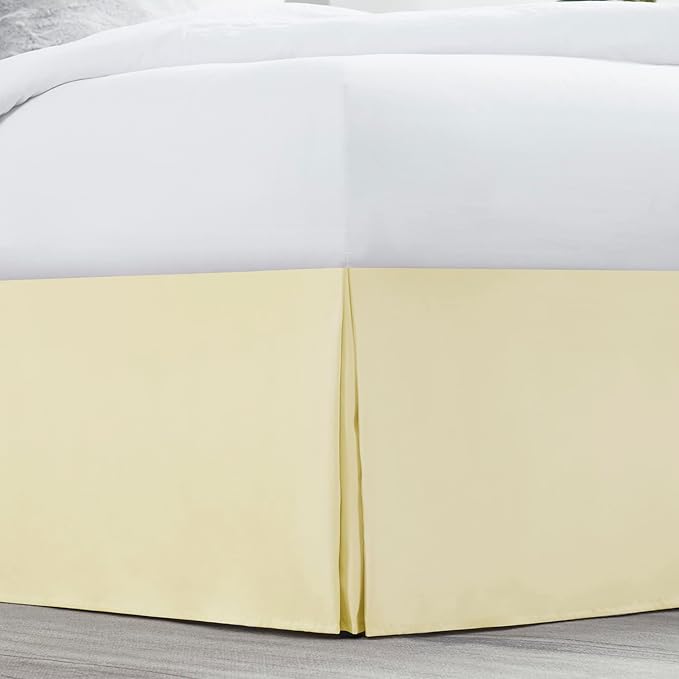 Nestl Vanilla Yellow Twin Bed Skirt - Twin Size Bed Skirt 14 Inch Drop - Brushed Microfiber Bed Skirts - Hotel Quality Pleated Bed Skirt - Shrinkage & Fade Resistant
