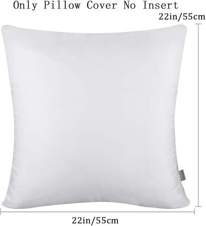 Thmyo 4-Pack 100% Cotton Comfortable Solid Decorative Throw Pillow Case Square Cushion Cover Pillowcase Sublimation Blank Pillow Covers Christmas DIY Throw Pillowcase for Sofa(22x22inch/55x55cm,White)
