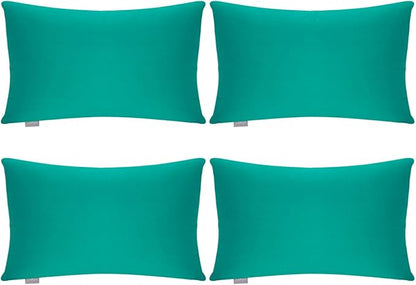 Thmyo 4-Pack 100% Cotton Lumbar Comfortable Solid Decorative Throw Pillow Case, Rectangle Cushion Cover Pillowcase Sublimation Blank Pillow Covers DIY Throw Pillowcase(12x20inch/30x50cm, Lake Blue)